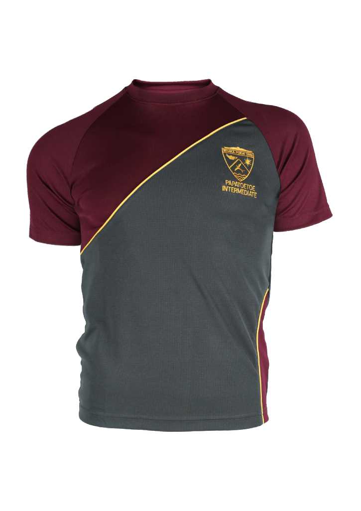 Papatoetoe Intermediate T-Shirt Maroon/Charcoal